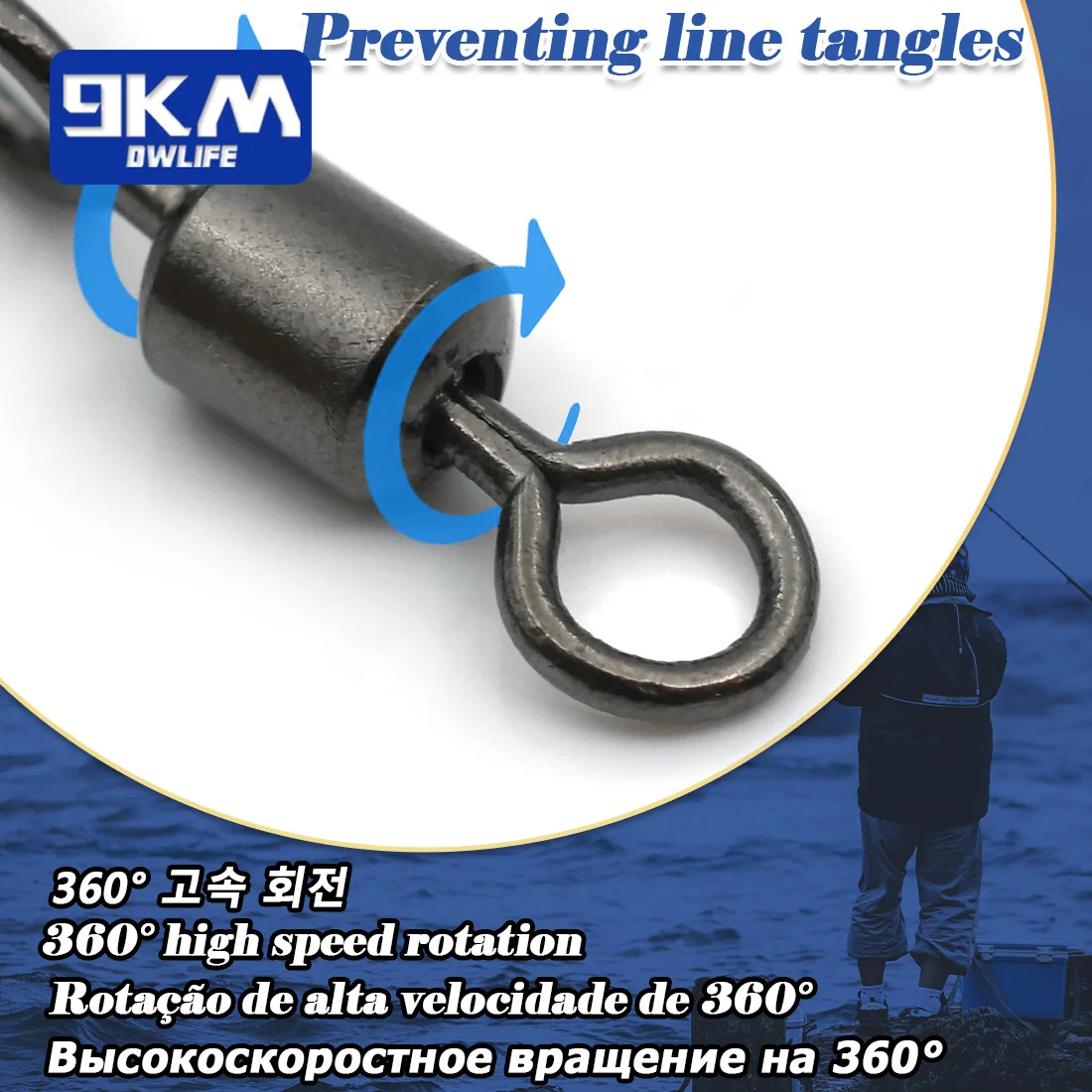 Paquete de 100 giratorios en bolsa sellada con etiqueta de la marca 9KM DWLIFE