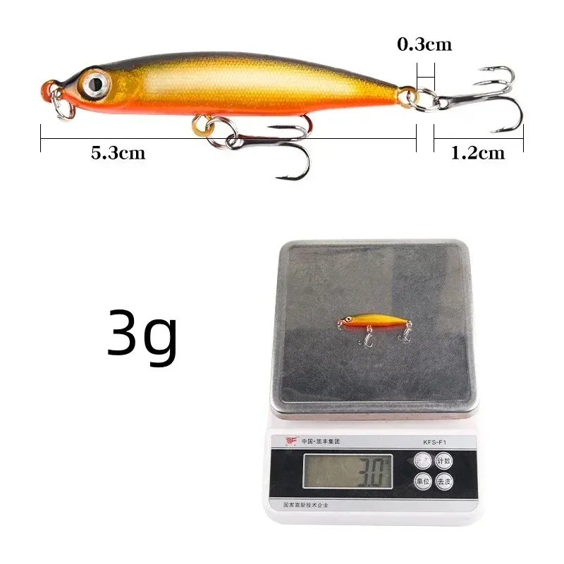 Mini señuelo lápiz ALASICKA 53 mm hundimiento 3D para peces plateados - imagen 3