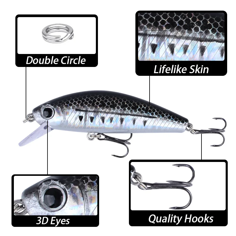 Señuelo Crankbait hundimiento para trucha y lubina con minnow - imagen 2