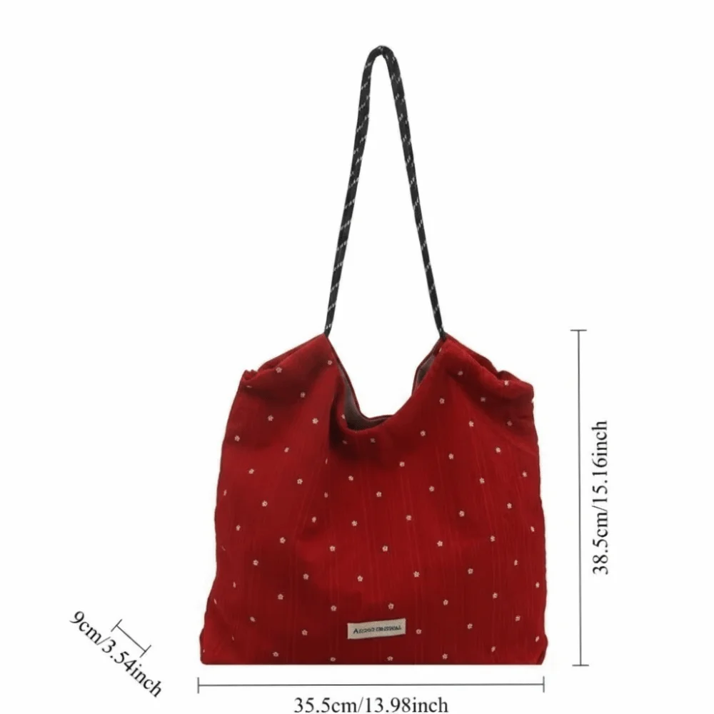 Bolso Tote retro con cordón y estampado de puntos de alta gama - imagen 5