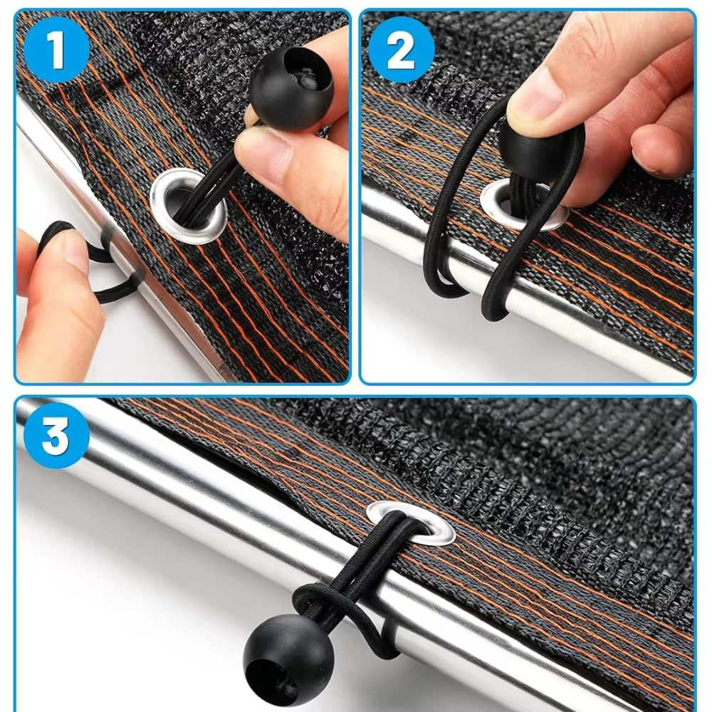 Bolas elásticas para lonas y amarres en detalle