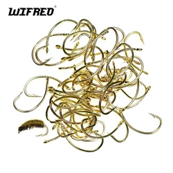 Wifreo anzuelo mosca vástago curvo dorado para Ninfa Scud y Caddis