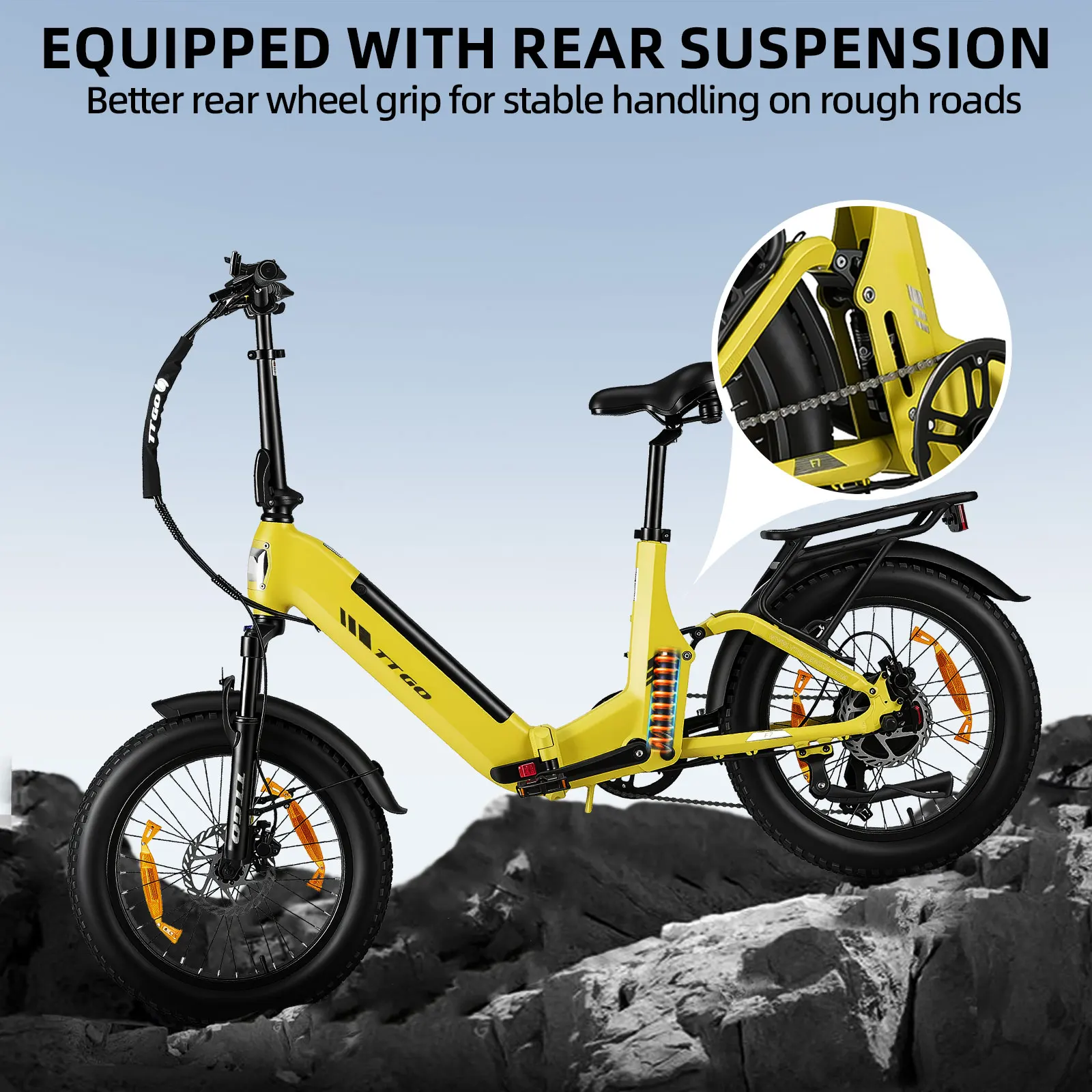 TTGO Bicicleta eléctrica plegable con neumáticos gruesos y sensor par - imagen 2