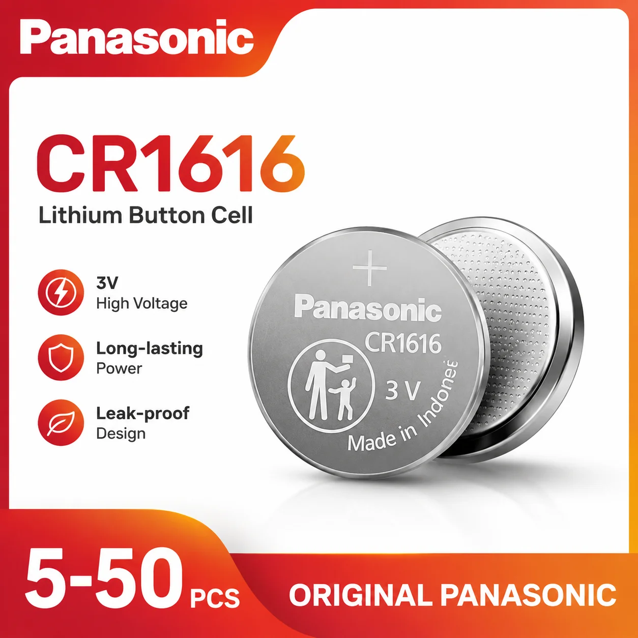Batería CR1616 Panasonic de litio 3V para reloj y calculadora - imagen 5