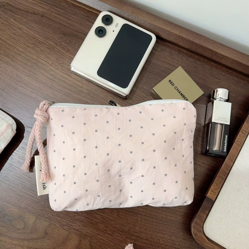 Bolsa de Maquillaje a Rayas Rosa – Mini Neceser Portátil para Mujer - imagen 2