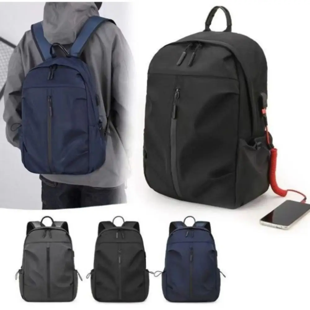 Mochila ordenador lavable de nailon gran capacidad gris negro azul - imagen 5