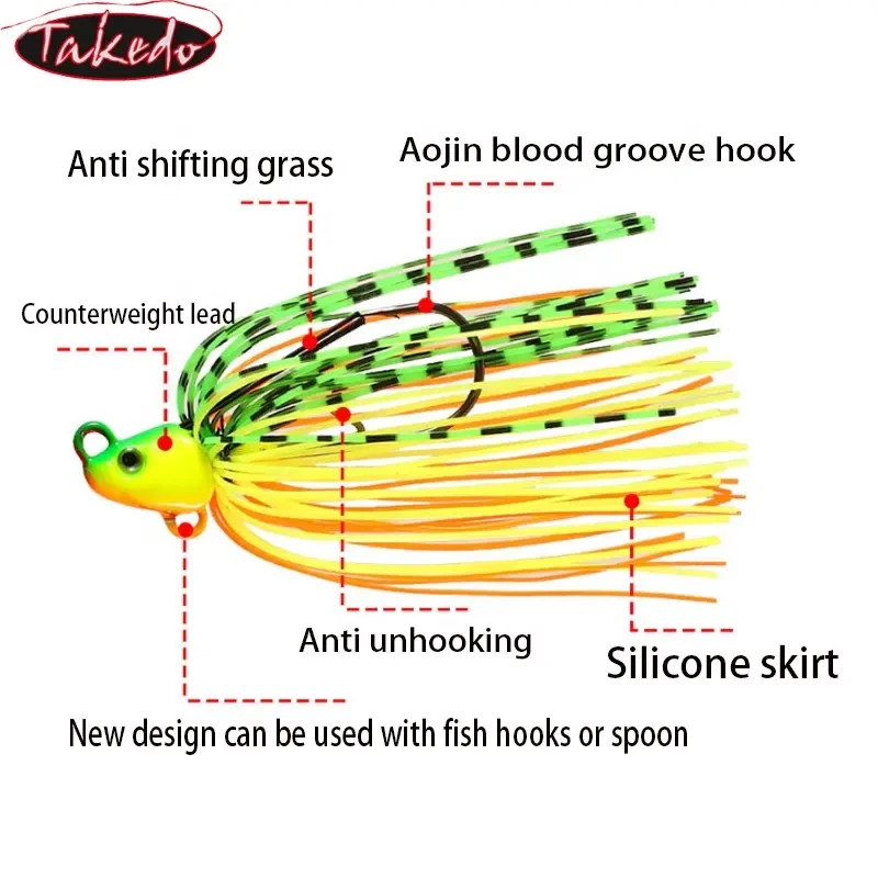Takedo LD03 Spinnerbait con palas y falda de silicona salada - imagen 4