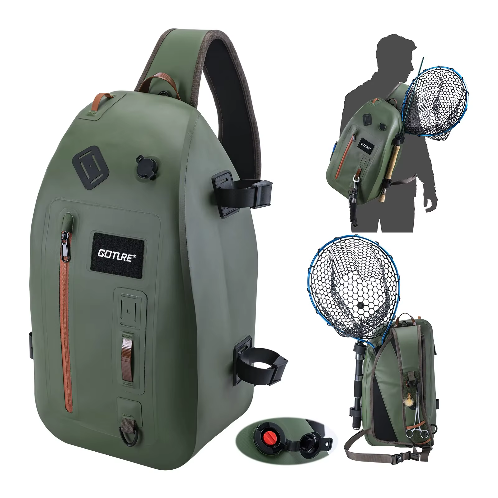 Goture Riñonera de Pesca – Impermeable con Soporte para Caña