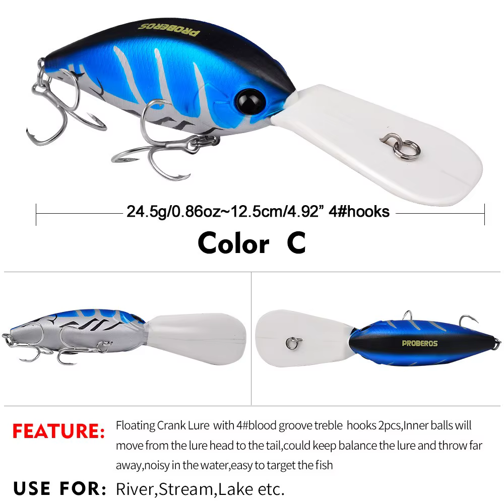 Crankbait flotante con sonajero – Señuelo para lubina y lance largo