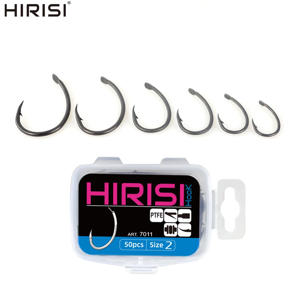 Hirisi 7011 anzuelos carpa con púas y recubrimiento PTFE