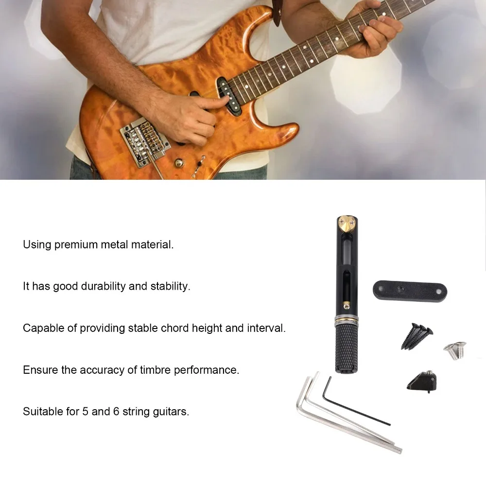 Puente de guitarra sin cabeza de metal negro para cuerdas individuales - imagen 2