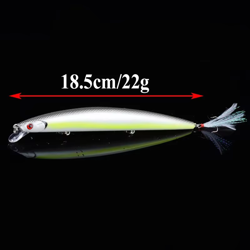 Crankbait Minnow Wobblers 18.5 cm – Cebo artificial con plumas - imagen 3