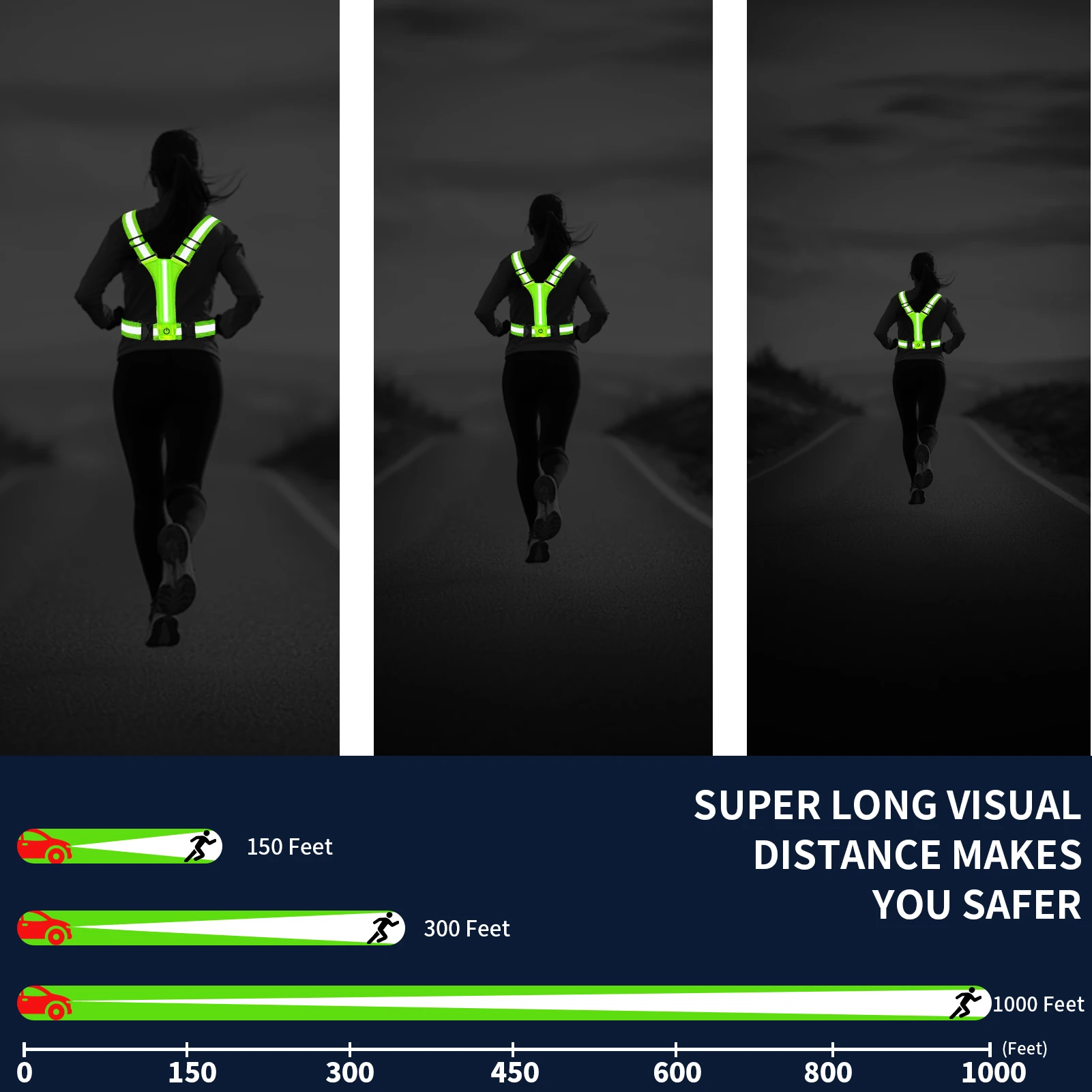 Chaleco reflectante LED USB recargable – Alta visibilidad para correr - imagen 3