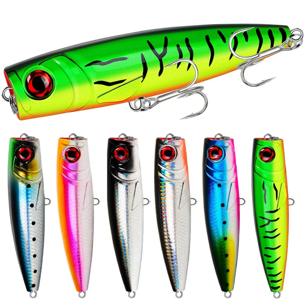 Popper Topwater para lucio en agua salada cebo duro de fundición larga - imagen 5