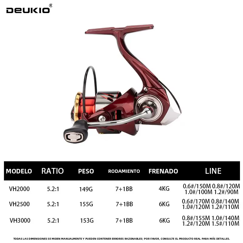 Carrete de Spinning DEUKIO con bobina CNC y arrastre de 6 kg - imagen 3