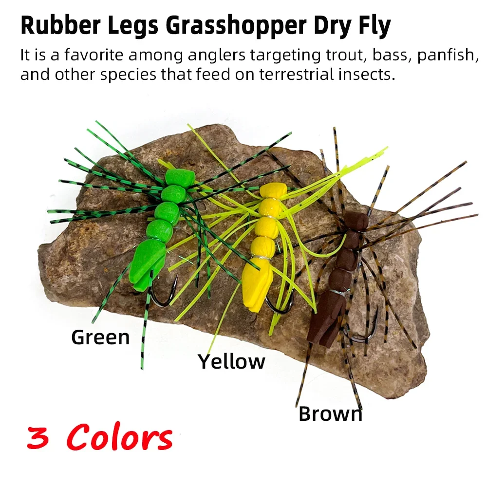 Wifreo Mosca seca saltamontes patas de goma espuma para trucha lubina - imagen 3