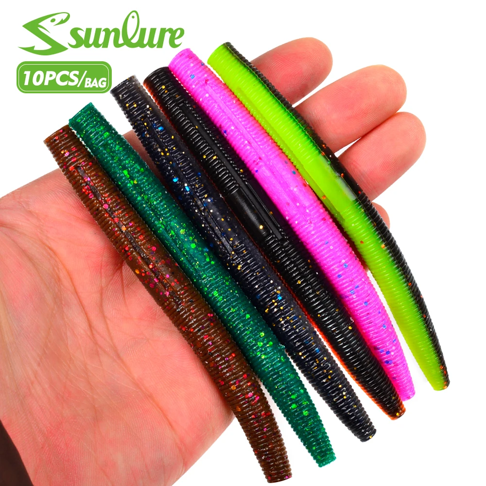 Señuelos blandos Sunlure para lubina: vinilo lombriz multicolor mar - imagen 3