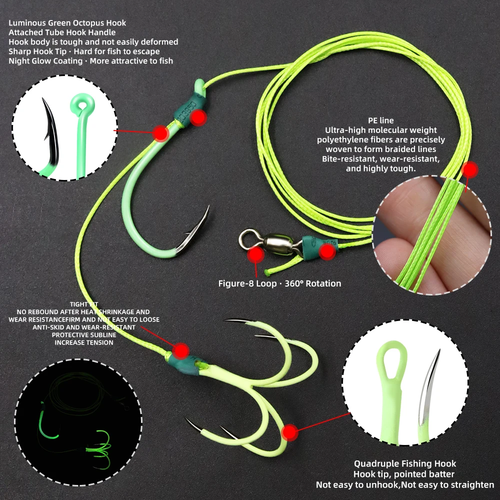 ZYZHE Stinger Rigs anzuelo tipo J cuádruple cebo vivo bagre pargo - imagen 4