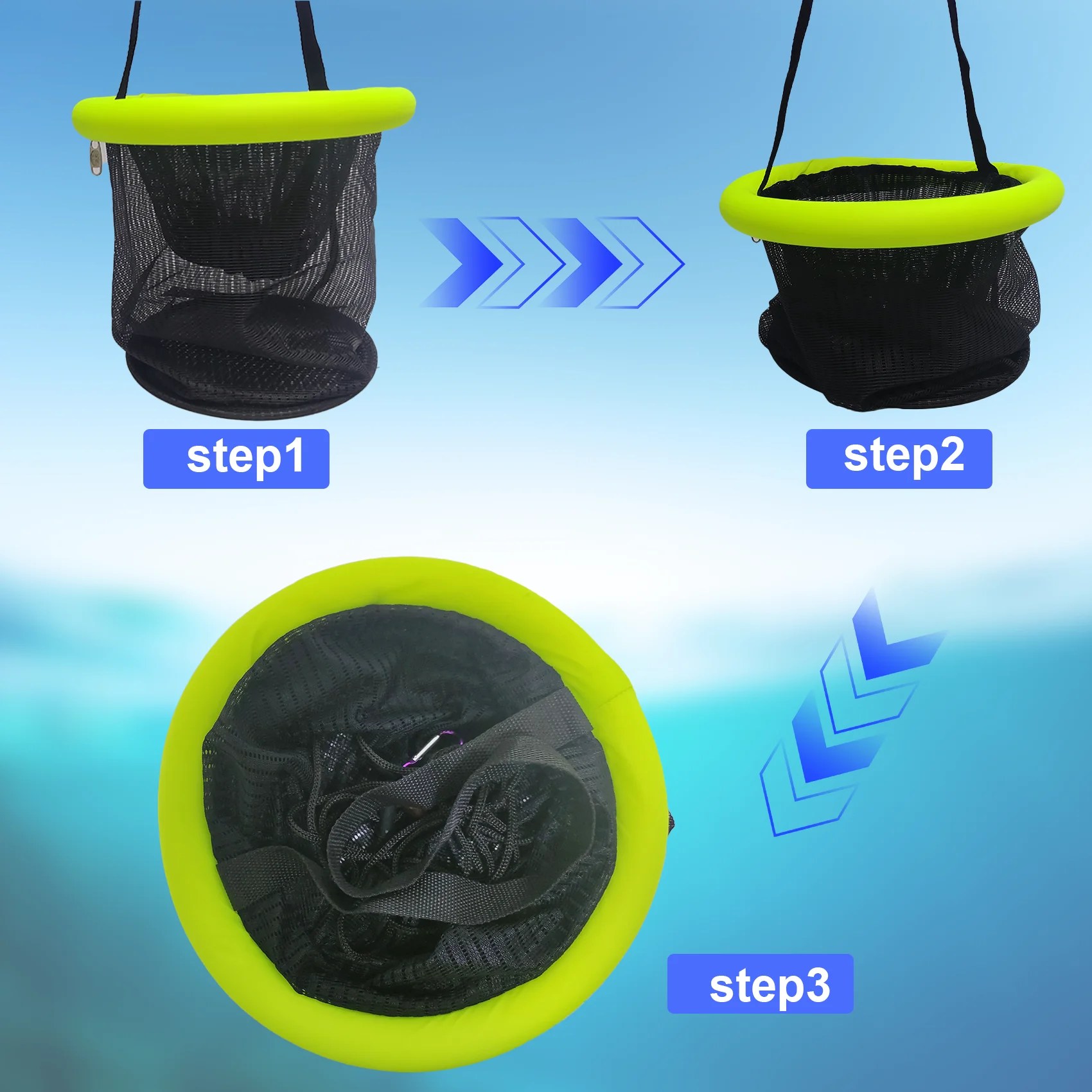 Estructura plegable de acero de la cesta de pesca Aventik