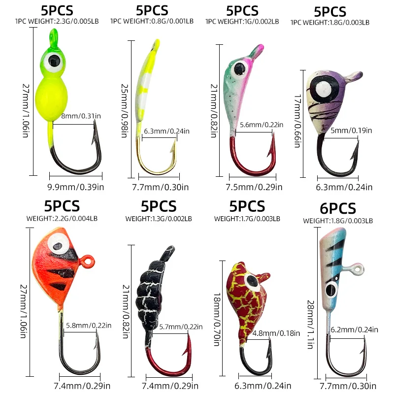 Anzuelos Jig Head luminosos ShareShark mini para pesca de hielo - imagen 2