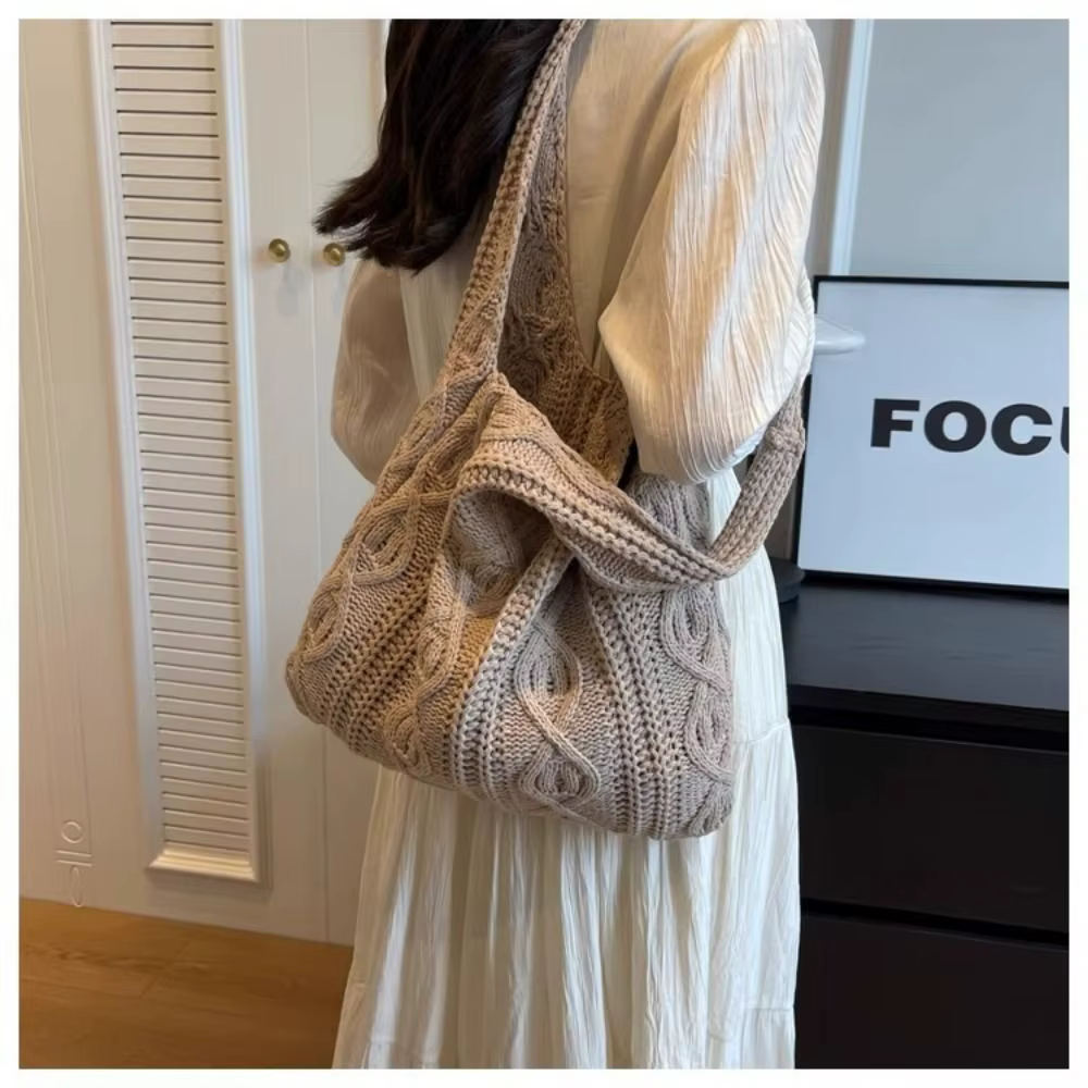 Bolso Tote de Ganchillo con Diseño de Trenza para Mujer - imagen 2