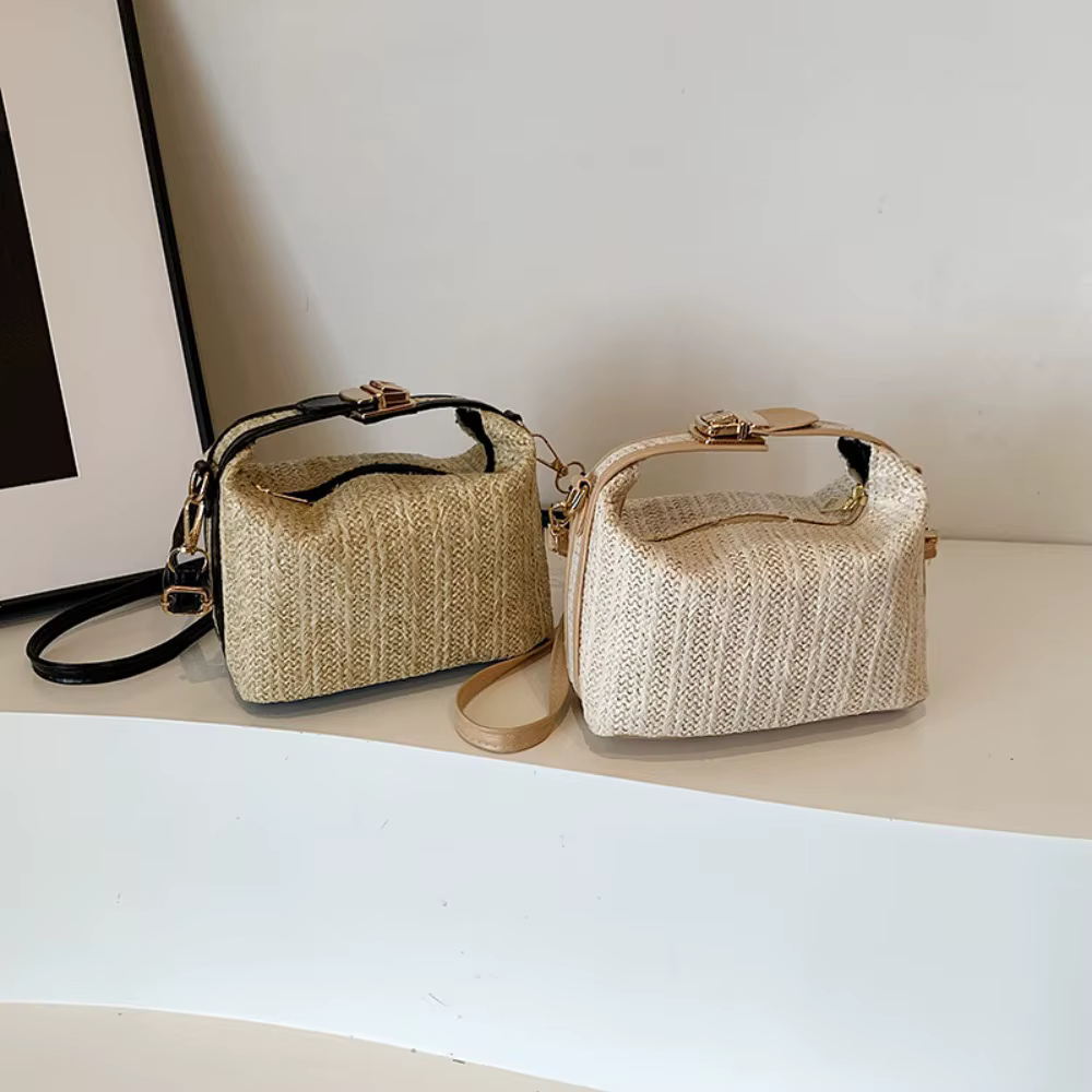 Bolso Bandolera de Paja Tejida Bohemio con Correa de Hombro - imagen 4
