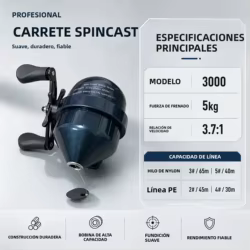 DEUKIO Carrete de Pesca cerrado grande con bobina metálica