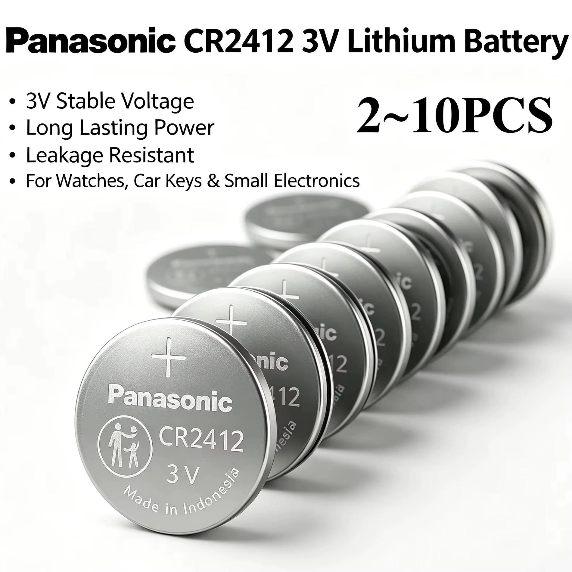 Panasonic CR2412 3V Pila Botón de Litio para Llave de Coche - imagen 2