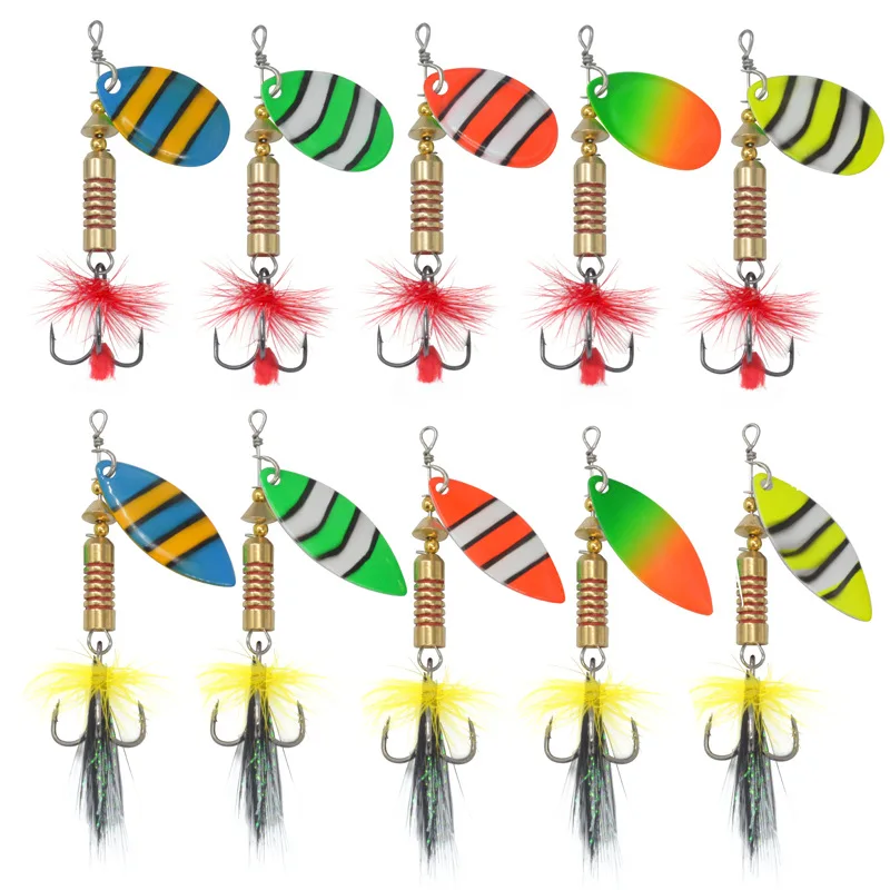 Señuelos giratorios metálicos con lentejuelas de colores variados