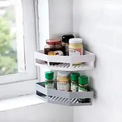 Estante esquinero sin perforaciones para baño con soporte trípode