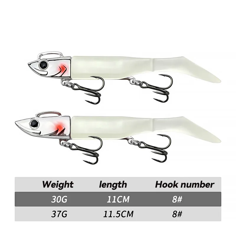 Bazooka Swimbait Silicona para Lucio - Cabeza de Plomo y Cola Blanda