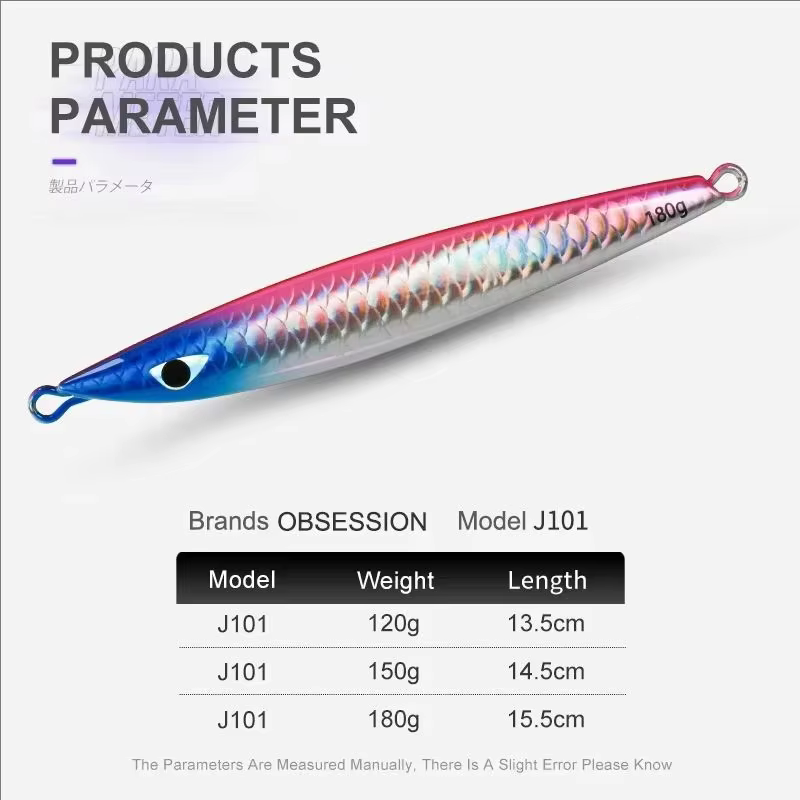 JIG101 Jig Metálico – Hundimiento Luminoso para Pesca en Agua Salada