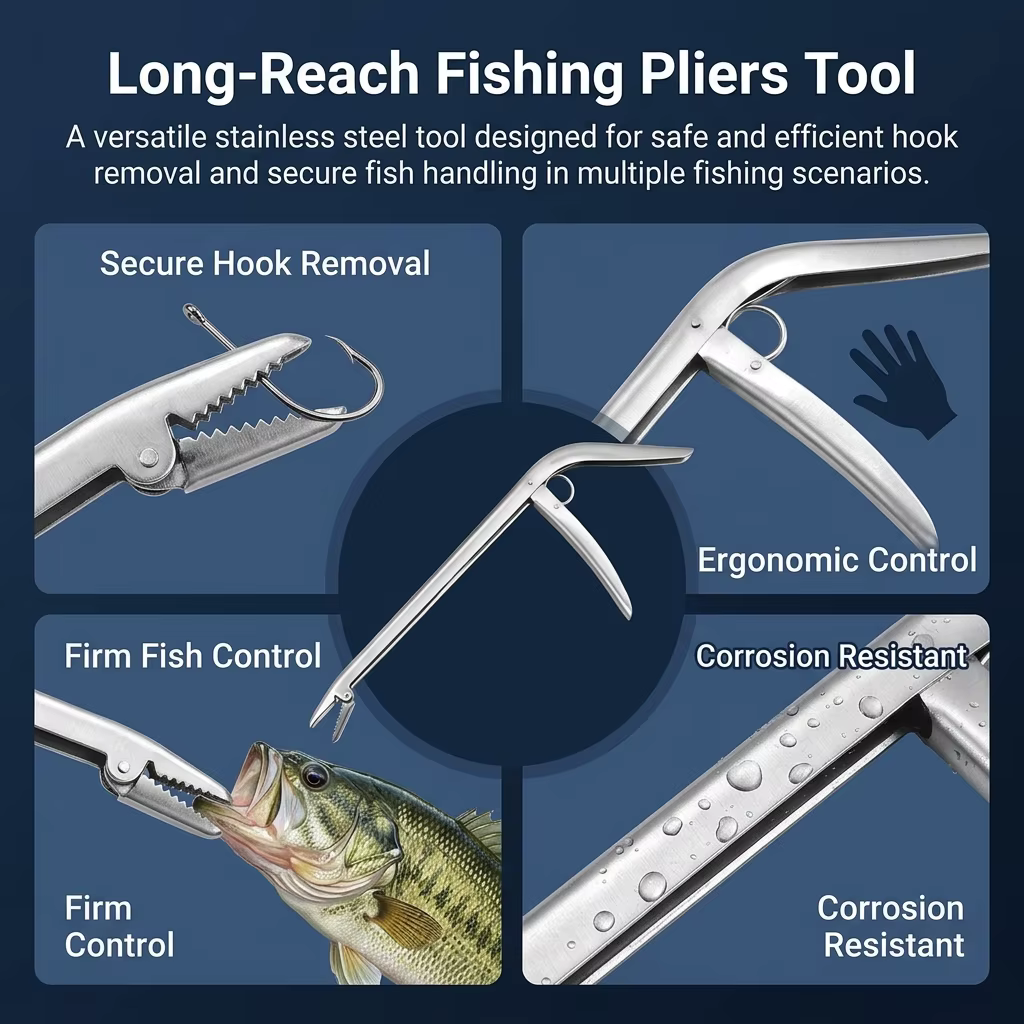 Alicates de pesca acero inoxidable sacaanzuelos - imagen 2