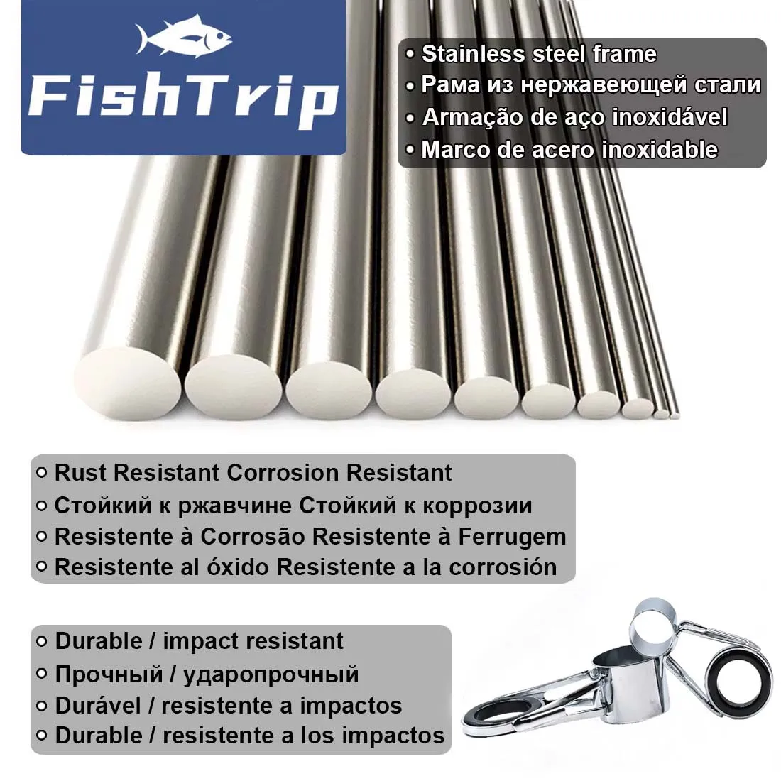 FishTrip Guías para caña telescópica – Kit reparacióncaa de pescar - imagen 3