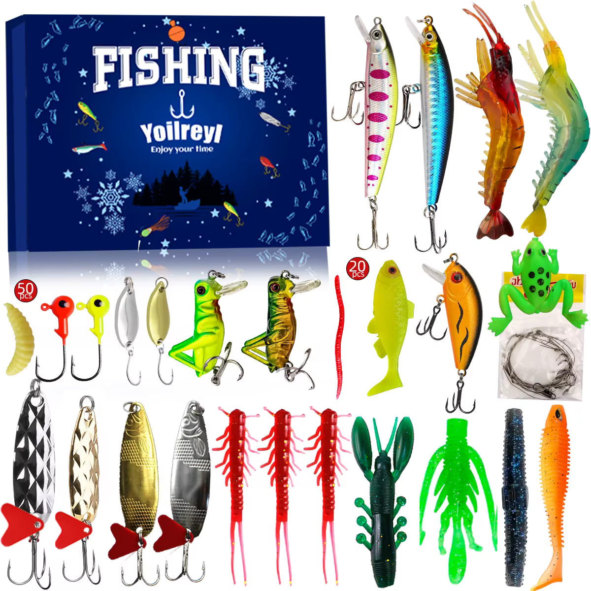 Calendario de Adviento para pescadores con señuelos y accesorios - imagen 5