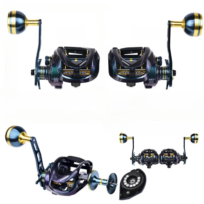 Carrete baitcasting de cuerpo ancho, bobina profunda para slow jigging