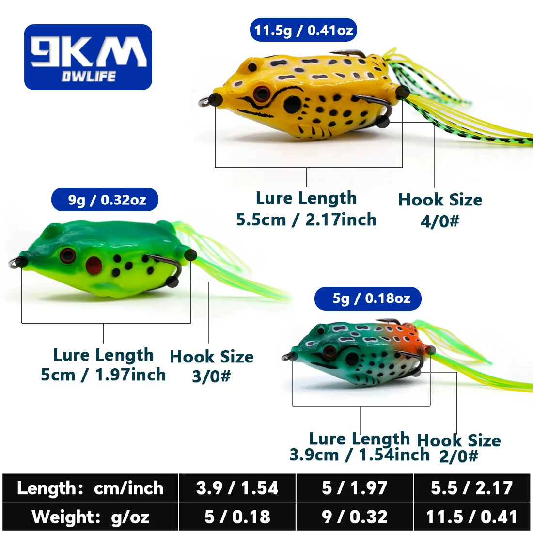 Señuelo rana topwater para lubina con cola horquilla PVC vinilo suave