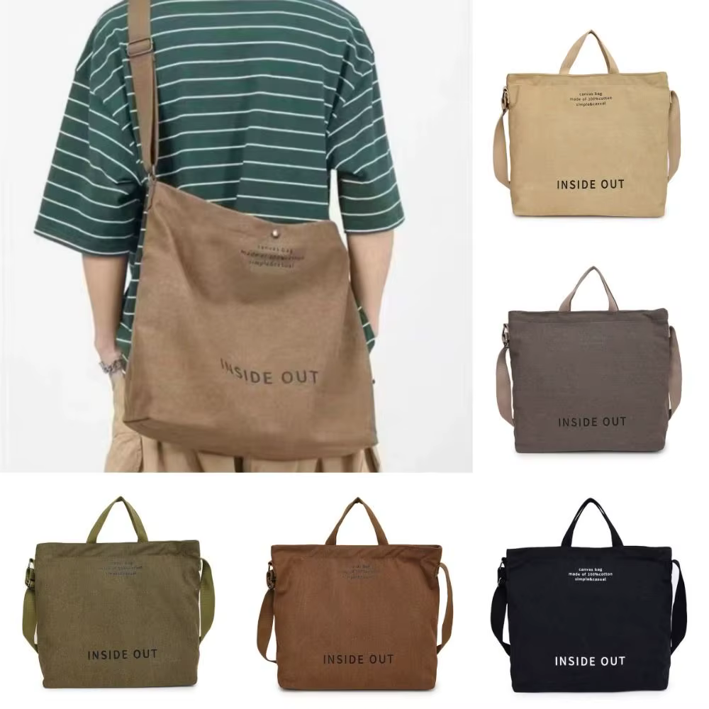 Bolso tote de lona con cremallera y gran capacidad para hombro - imagen 2