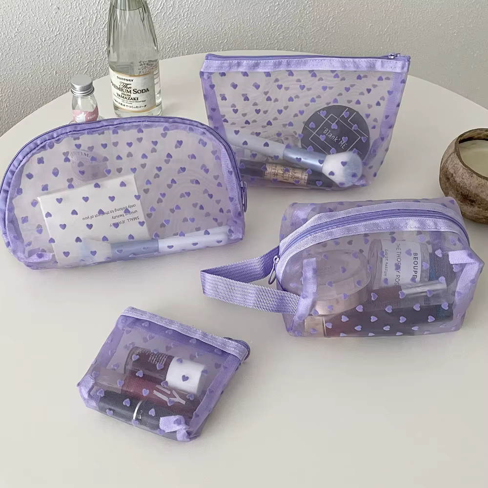 Bolsa de malla con corazones – Organizador de viaje - imagen 5