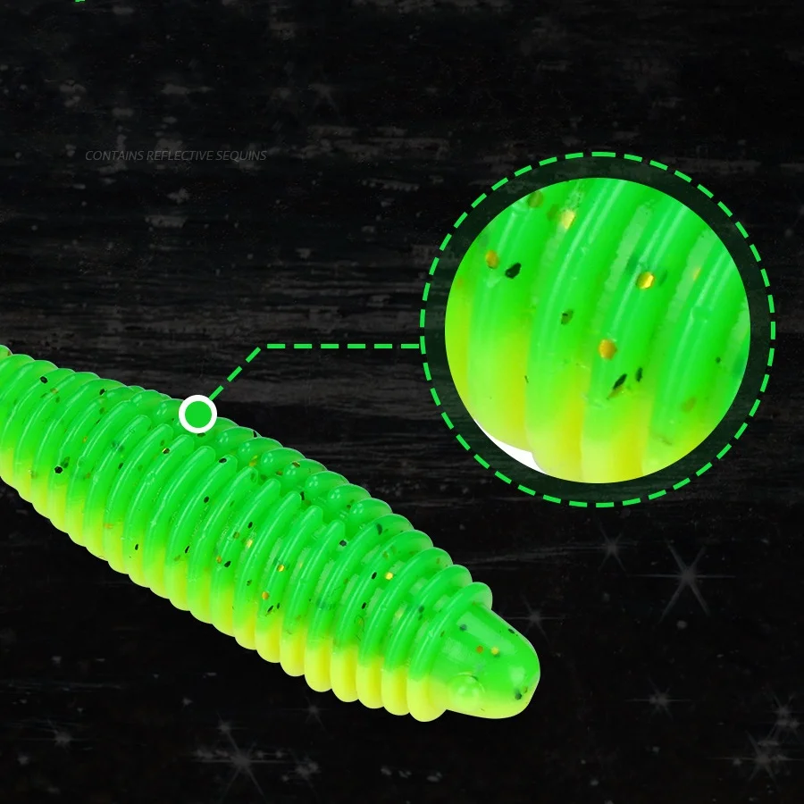 Señuelo de pesca purpurina suave con cola aguja bicolor PVC - imagen 5