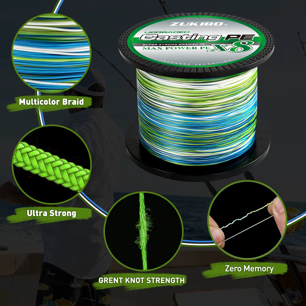 ZUKIBO Sedal trenzado multifilamento PE para carpa y agua salada - imagen 5