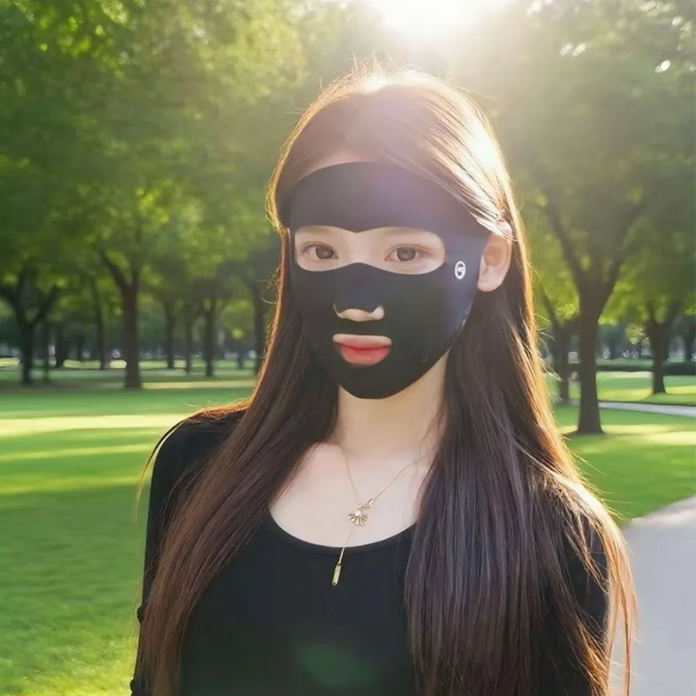 Mascarilla transpirable anti-UV de seda de hielo para ciclismo - imagen 3