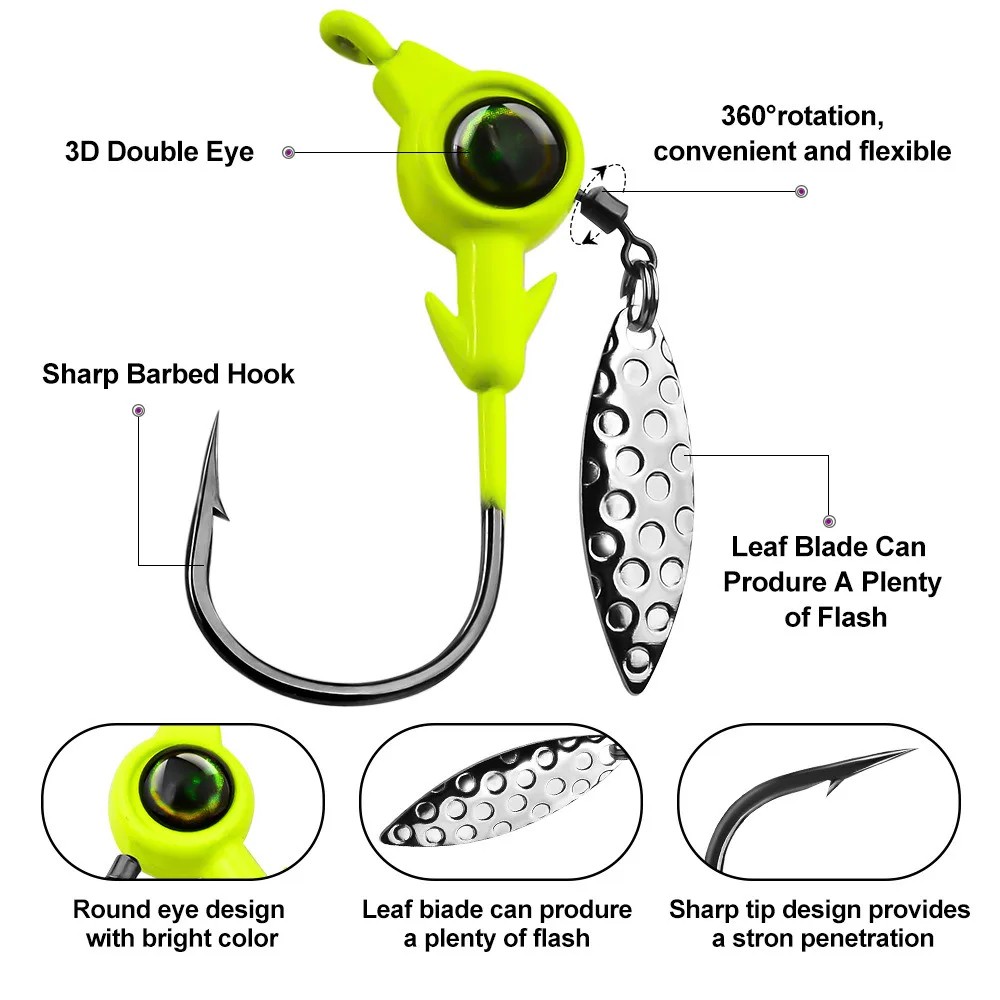 Jig Head con lentejuelas giratorias – Anzuelo para pesca con vinilo