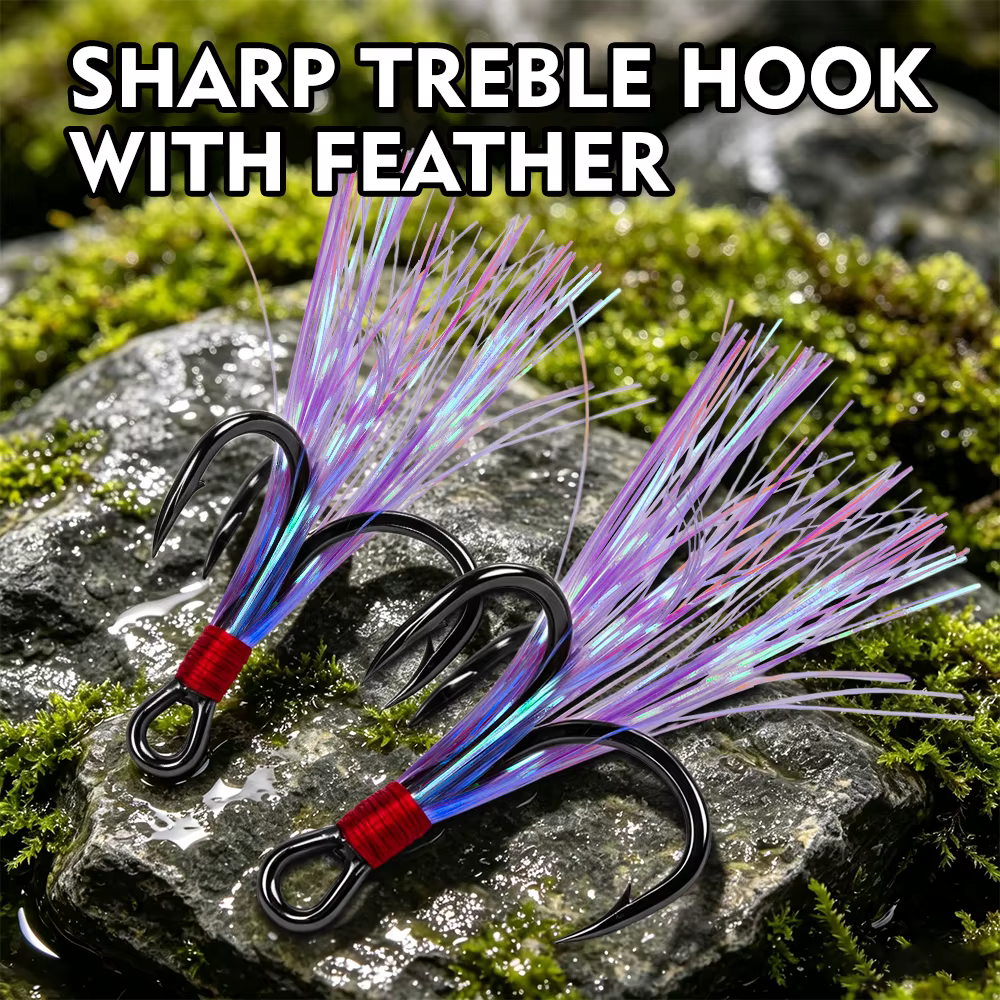 PROBEROS Anzuelos triples con flecos para pesca de lubina - imagen 2