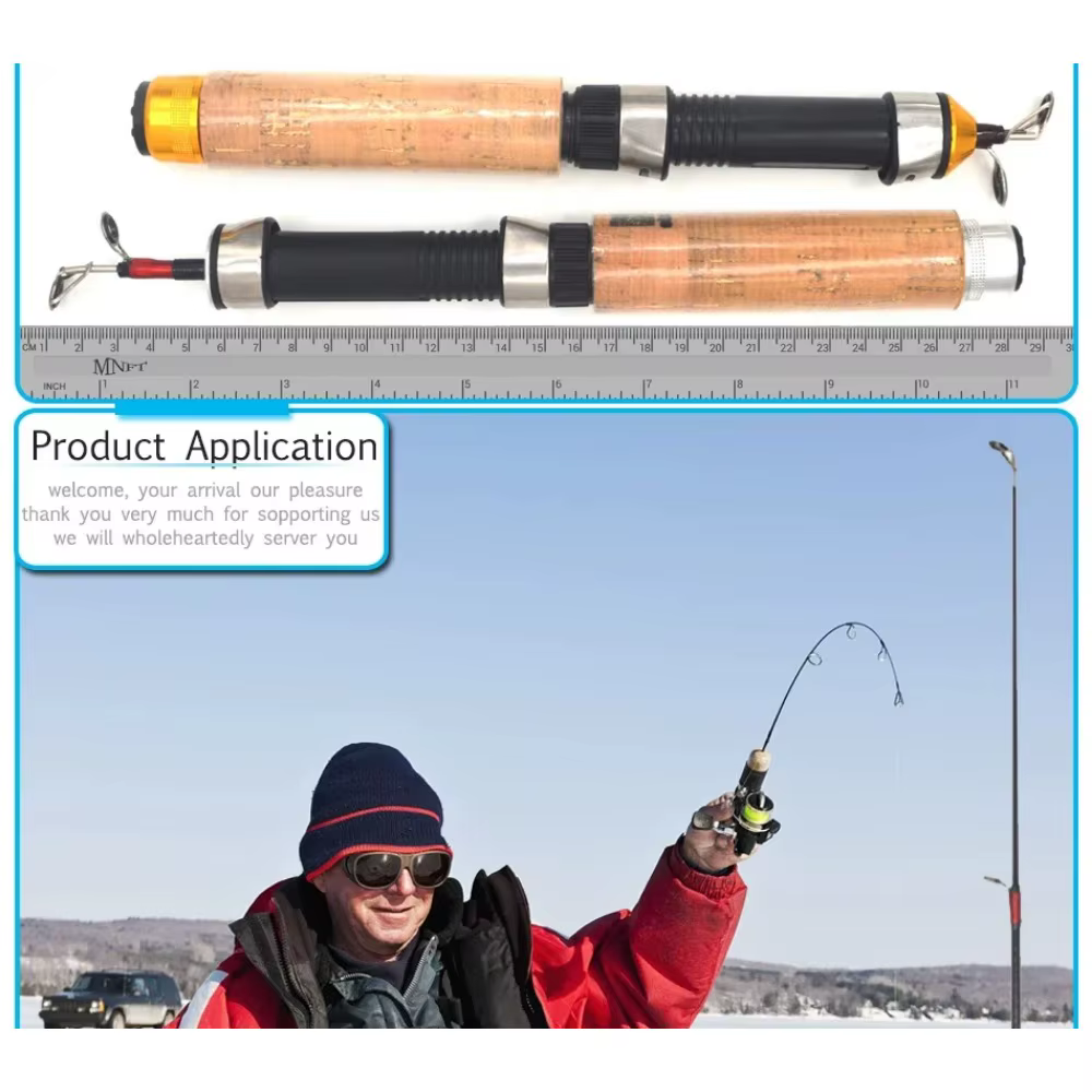 Caña de Pescar Carbono 60cm 2 Tramos para Pesca con Mosca