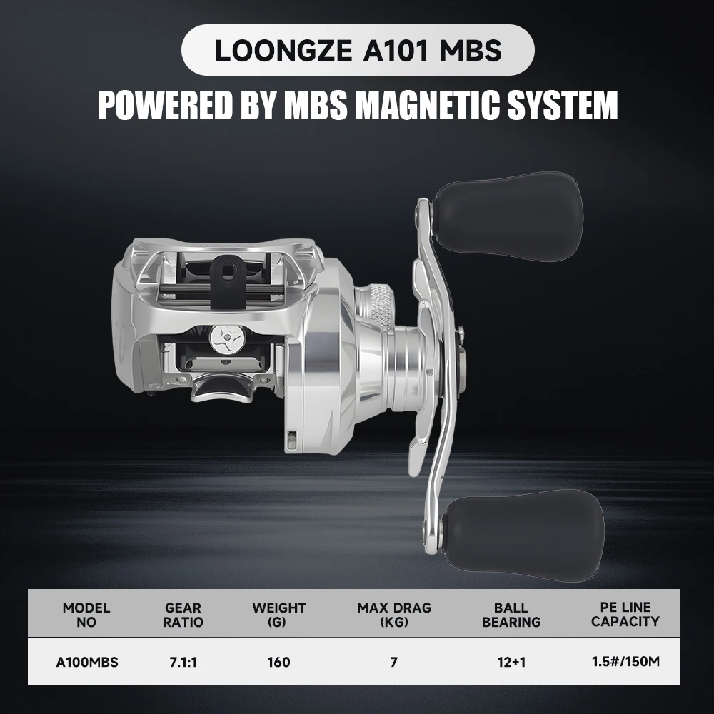 Carrete baitcasting LOONGZE Airlite perfil bajo frenos magnéticos - imagen 5