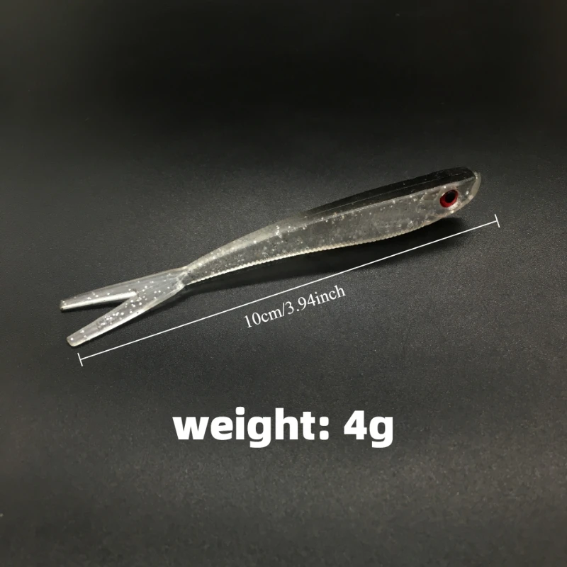 Swimbait minnow cola dividida perfumado con ojo 3D plateado - imagen 4