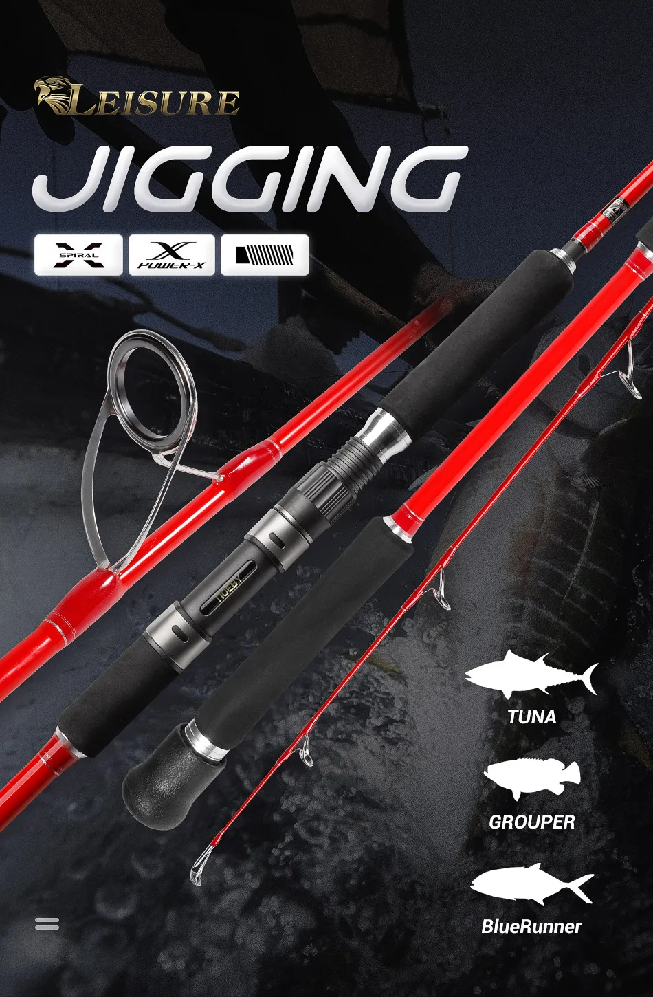 Caña Jigging Noeby en acción