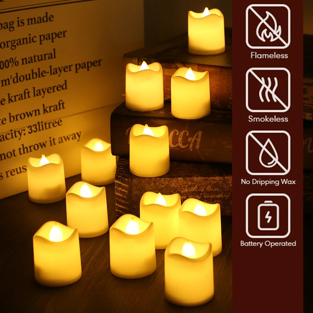 Velas LED sin llama luz cálida decorativa – 24 uds - imagen 3