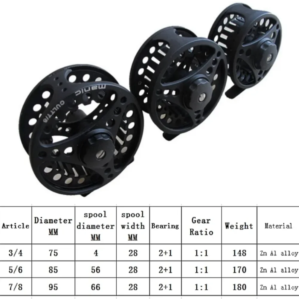 Carrete de pesca con mosca de metal negro con engranaje 1:1 - imagen 3